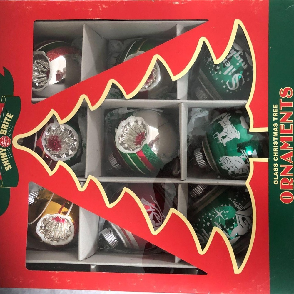 Christopher Radko Shiny Brite Glass Ornaments Vintage 1940s Design Cottagecore